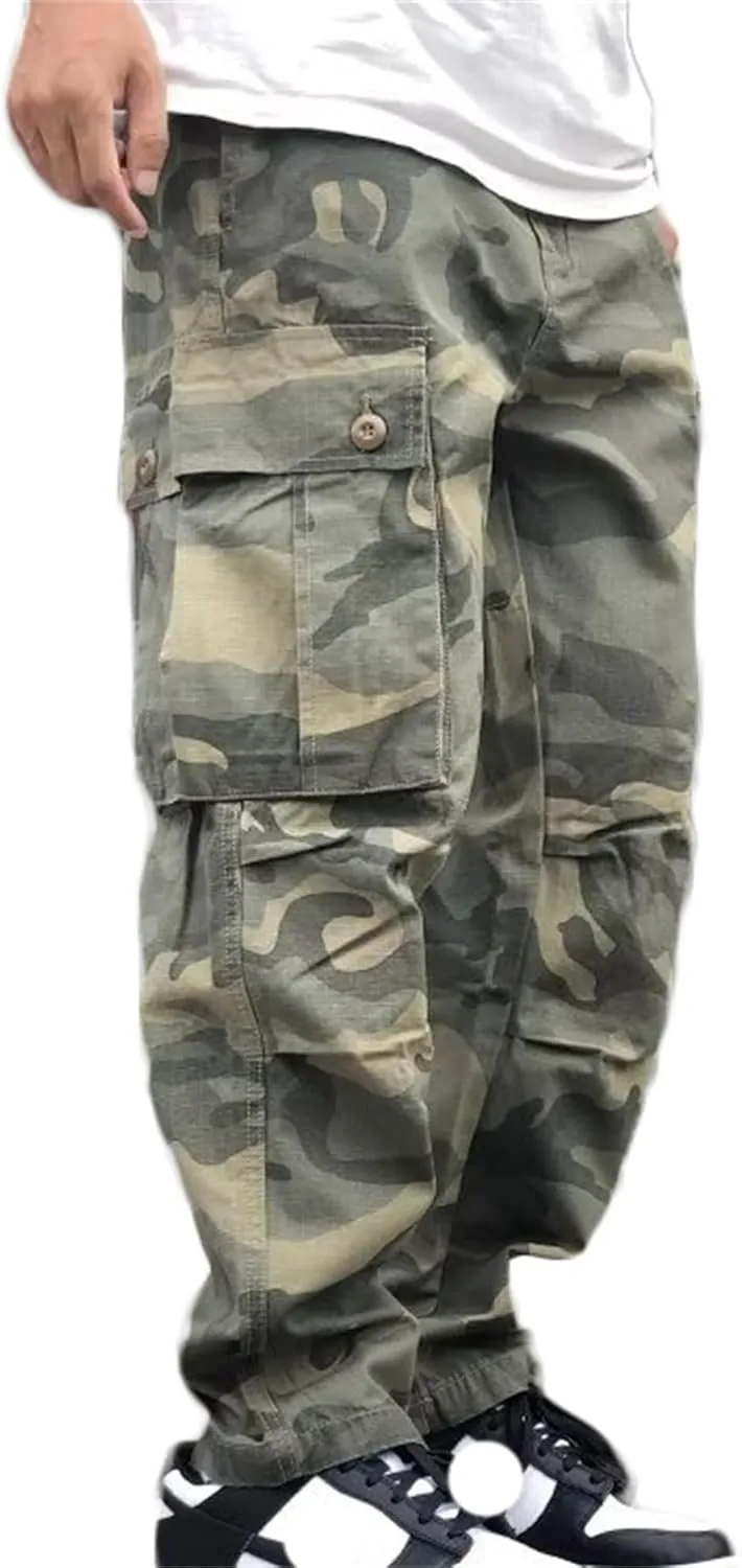 Men's Baggy Cargo Pants Casual Loose Multi Pockets Camouflage Trouser Lounge Camo Sweatpants Military Pants