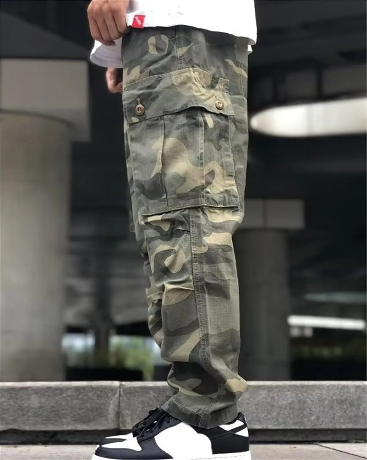 Men's Baggy Cargo Pants Casual Loose Multi Pockets Camouflage Trouser Lounge Camo Sweatpants Military Pants