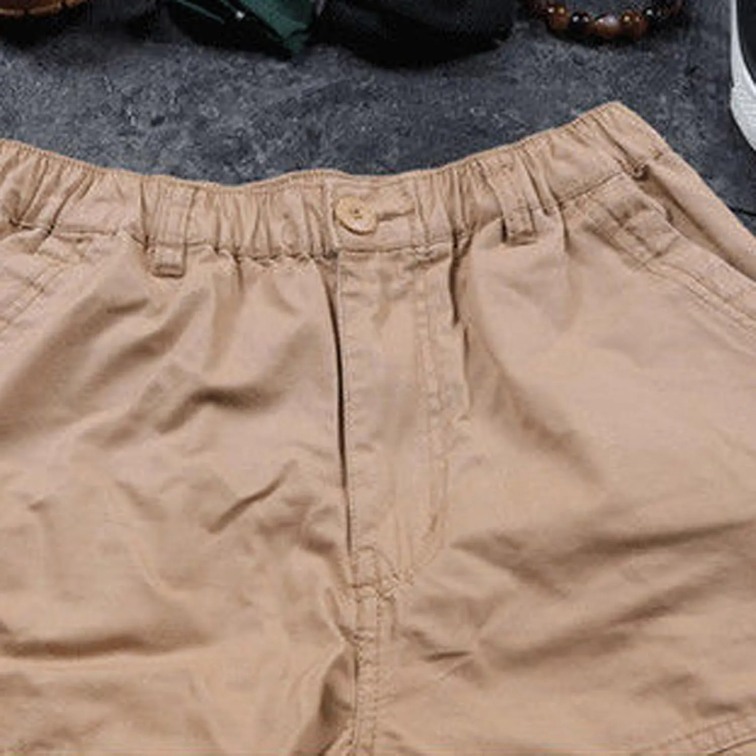 Men's Beach Hiking Cargo Shorts Lightweight Elastic High Waist Multi-Pocket Short Pants for Summer Outdoor Athletic