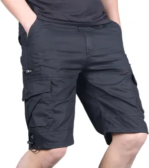 Men's Beach Hiking Cargo Shorts Lightweight Elastic High Waist Multi-Pocket Short Pants for Summer Outdoor Athletic
