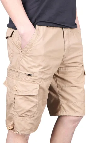 Men's Beach Hiking Cargo Shorts Lightweight Elastic High Waist Multi-Pocket Short Pants for Summer Outdoor Athletic