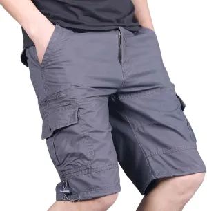 Men's Beach Hiking Cargo Shorts Lightweight Elastic High Waist Multi-Pocket Short Pants for Summer Outdoor Athletic