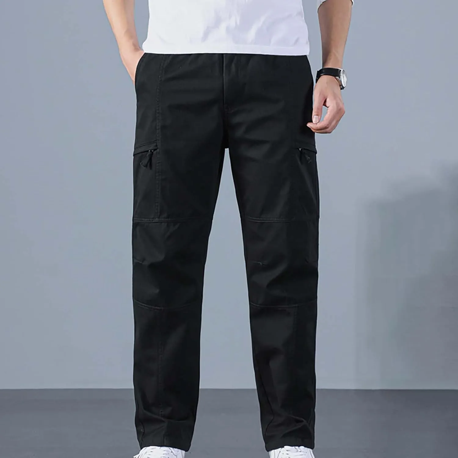 Mens Cargo Pant Men's Casual Waisted Multi Pocket Solid Color Pants Street Bib Pants Men's Bib Pantalones para Trabajar