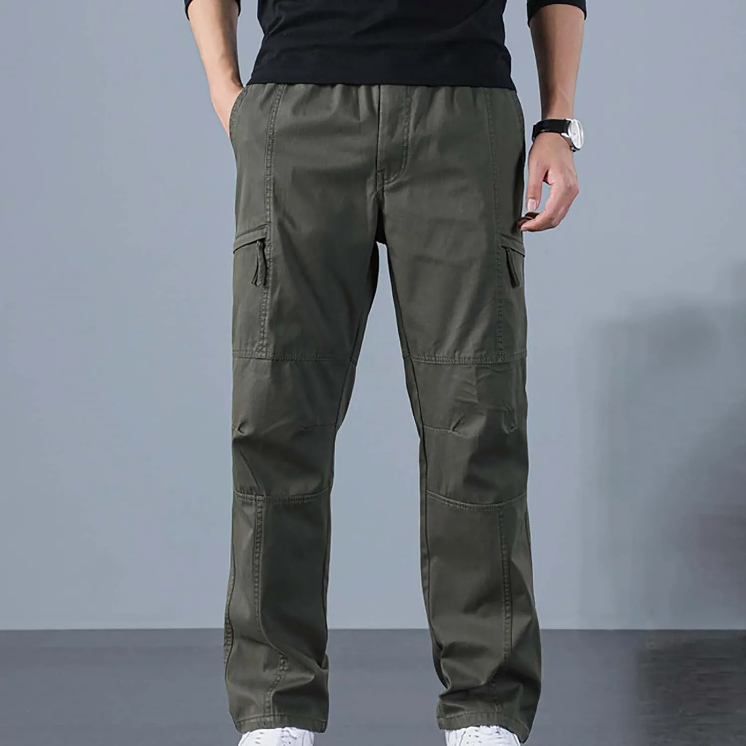 Mens Cargo Pant Men's Casual Waisted Multi Pocket Solid Color Pants Street Bib Pants Men's Bib Pantalones para Trabajar