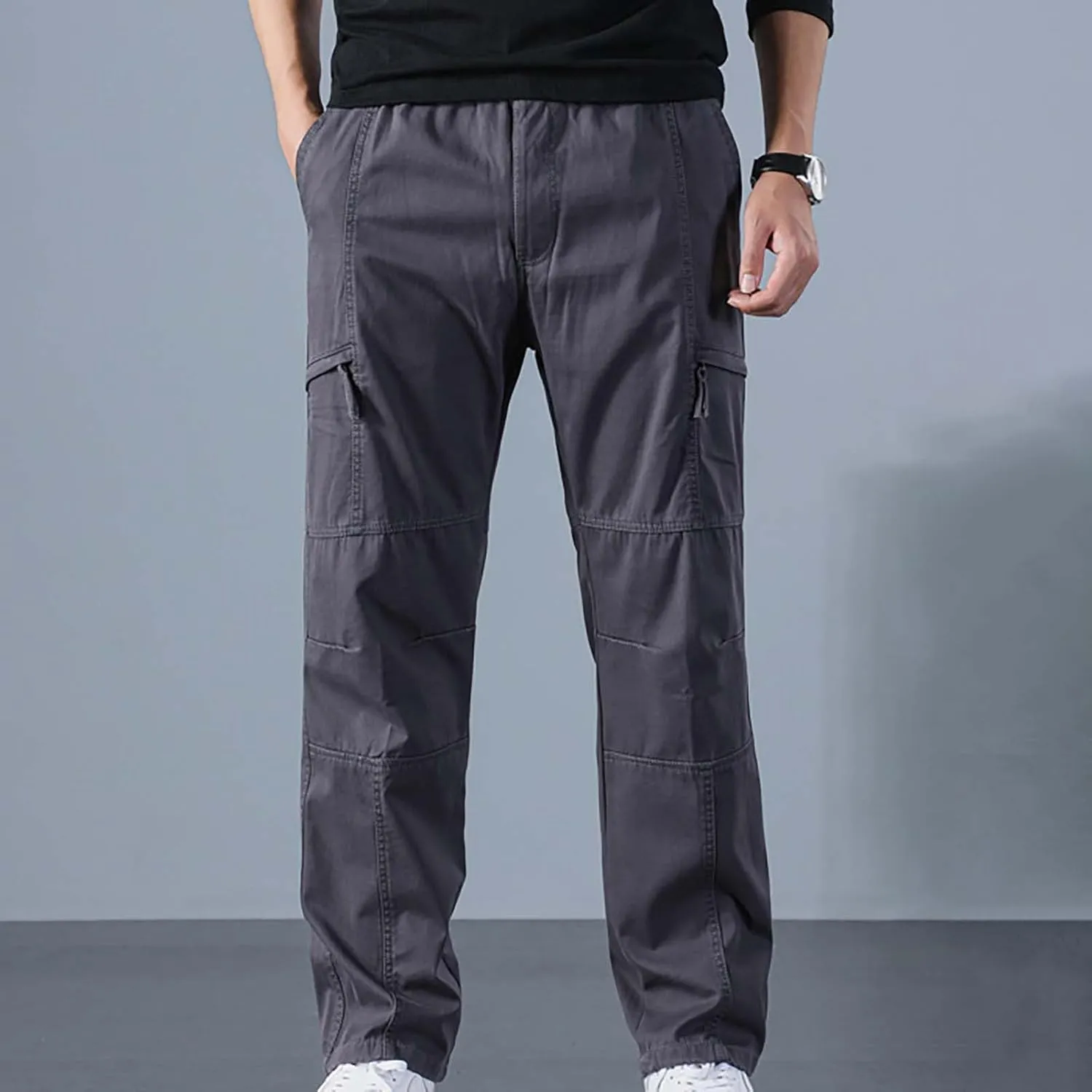 Mens Cargo Pant Men's Casual Waisted Multi Pocket Solid Color Pants Street Bib Pants Men's Bib Pantalones para Trabajar