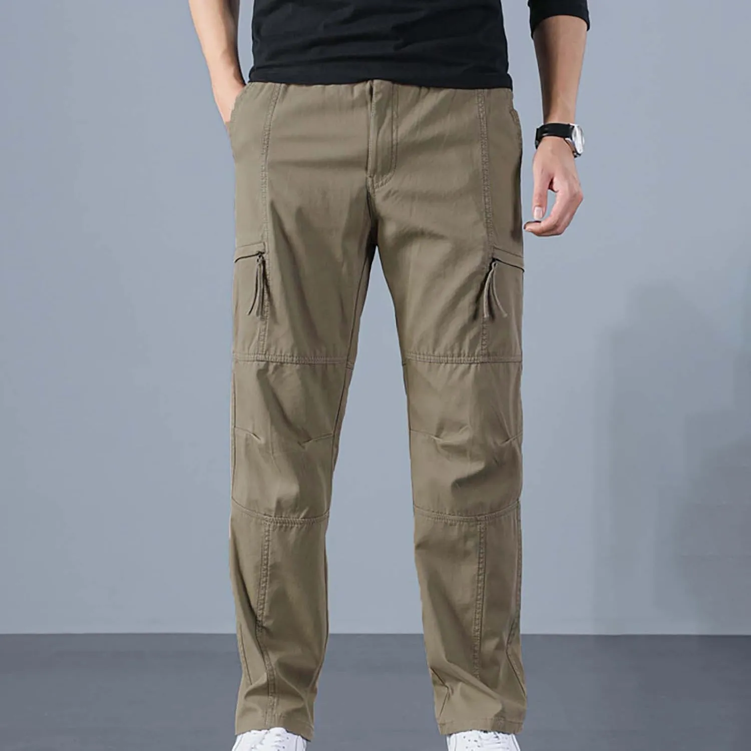 Mens Cargo Pant Men's Casual Waisted Multi Pocket Solid Color Pants Street Bib Pants Men's Bib Pantalones para Trabajar
