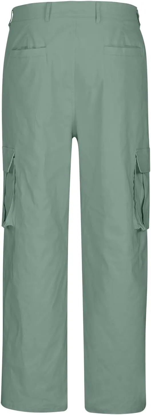 Men's Cargo Pants Casual Stretch Utility Work Button Pants Tapered Baggy Big and Tall Straight Leg Sweatpants