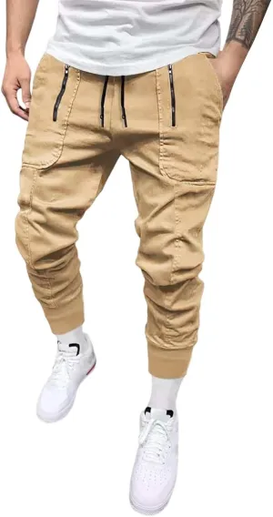 Mens Cargo Pants with Pockets Men's Casual Waisted Multi Pocket Solid Color Pants Men's Pantalones Cargo De Hombre