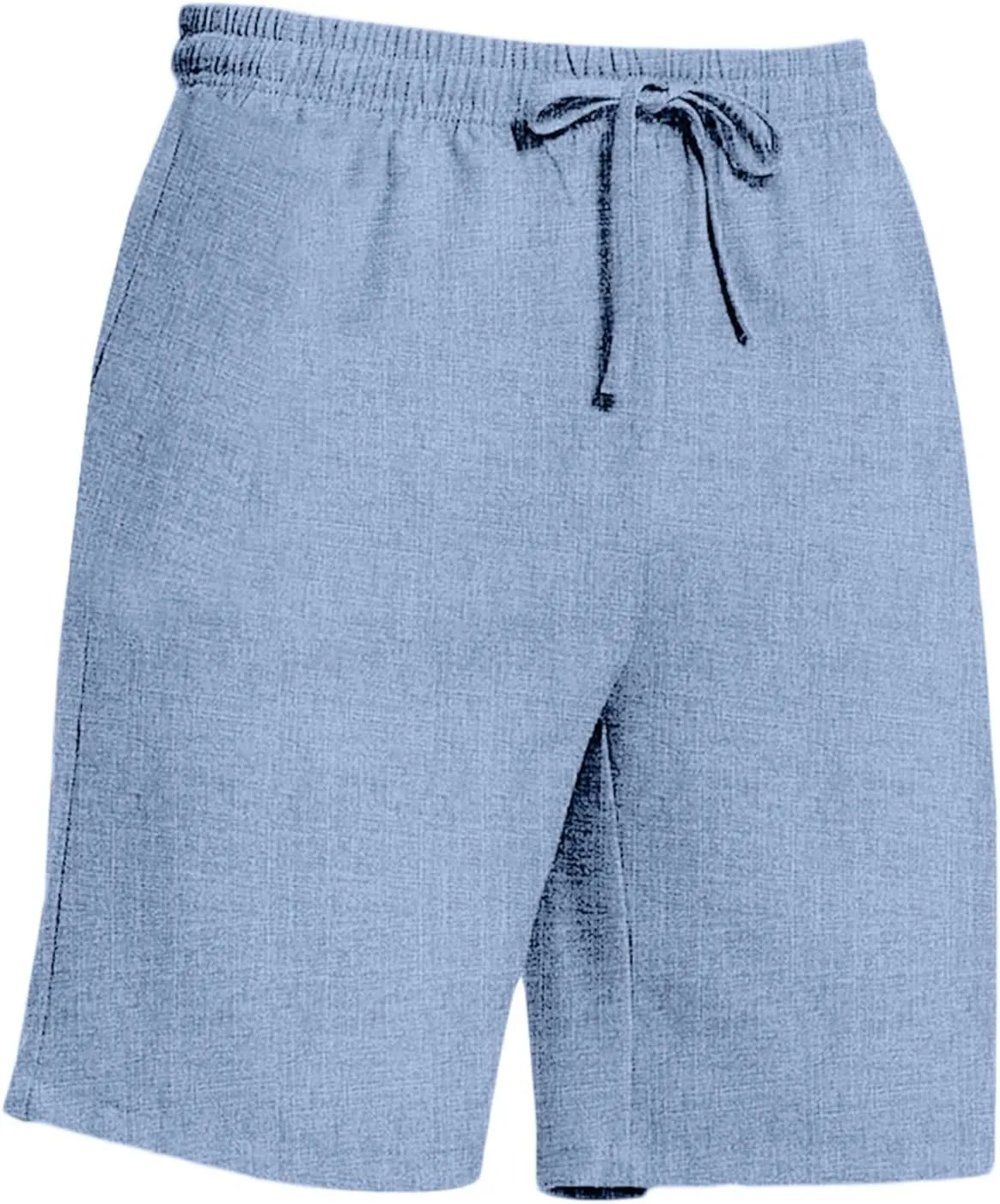 Mens Casual Cotton Linen Shorts - Elastic Waist Drawstring Summer Beach Shorts with Pockets, Light Weight Workout Pants