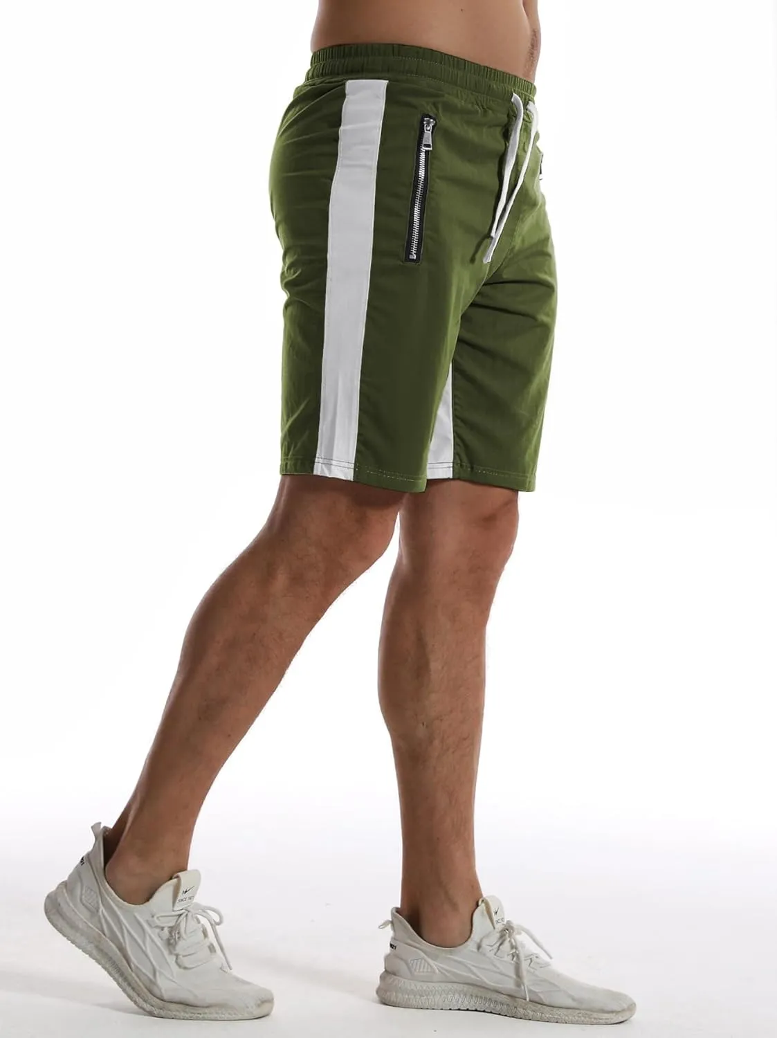 Men's Casual Shorts 5"/ 7" Drawstring Summer Quick Dry Lightweight Beach Shorts with Zipper Pockets