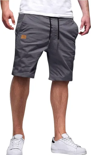 Men's Casual Shorts Drawstring Twill Chino Golf Shorts Elastic Waist Lightweight Summer Beach Stretch Trousers