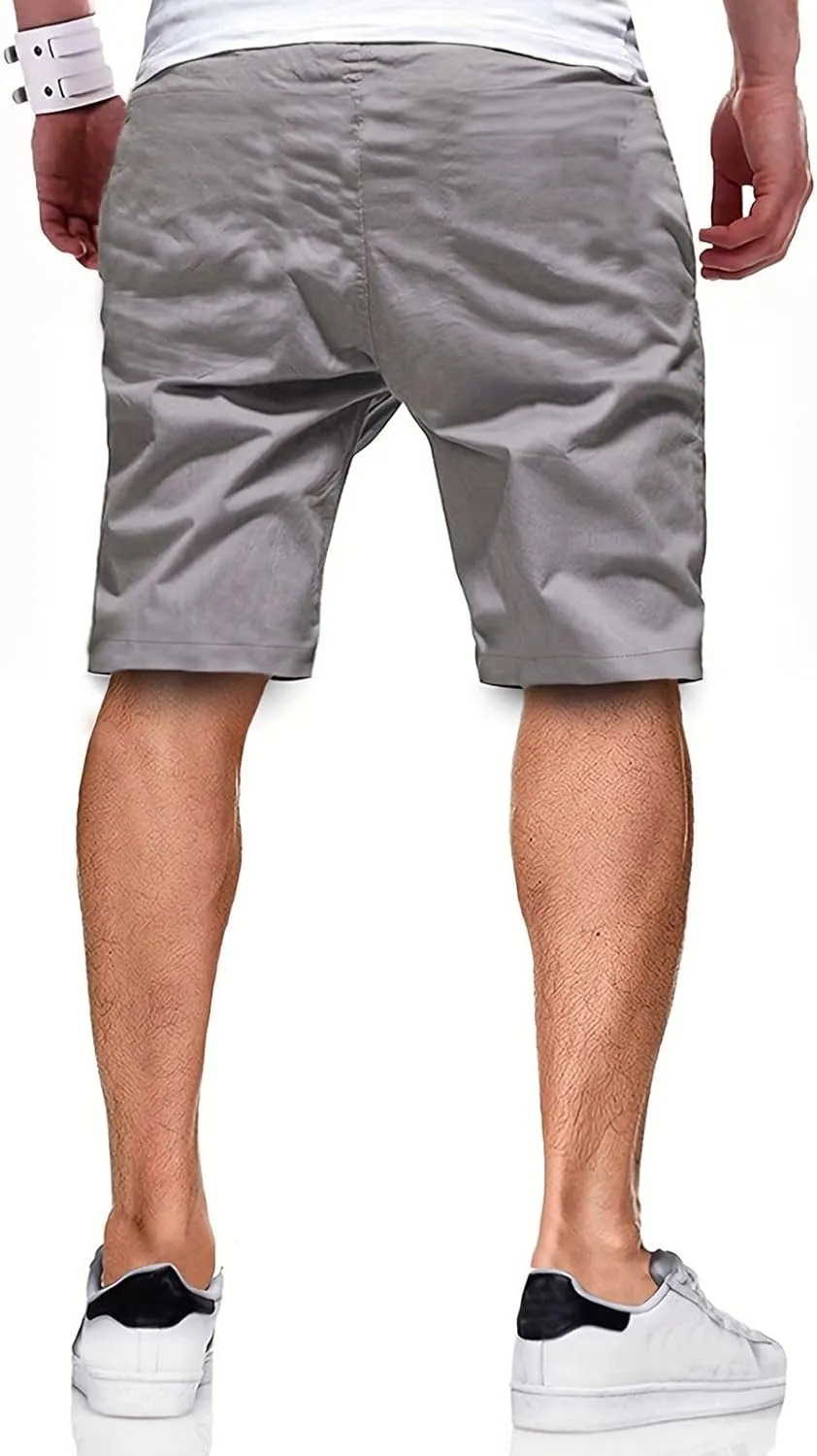 Men's Casual Shorts Drawstring Twill Chino Golf Shorts Elastic Waist Lightweight Summer Beach Stretch Trousers