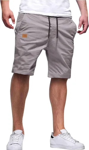 Men's Casual Shorts Drawstring Twill Chino Golf Shorts Elastic Waist Lightweight Summer Beach Stretch Trousers