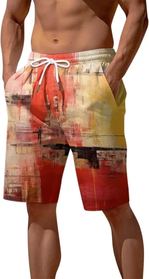 Mens Casual Shorts Stretch Waist Short Pant Classic Vintage Pants Training Hawaiian Summer Beach Shorts