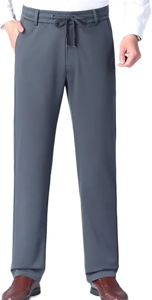 Men's Chino Pants Elastic Waist Drawstring Casual Trouser Winter Straight-Legs Loose Beach Yoga Pants