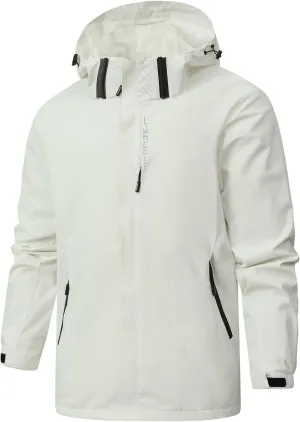 Men's Comfy Lightweight Waterproof Hooded Rain Jacket Outdoor Raincoat Shell Jacket for Hiking Travel Windbreakers