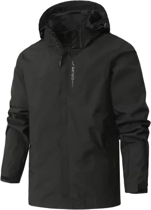 Men's Comfy Lightweight Waterproof Hooded Rain Jacket Outdoor Raincoat Shell Jacket for Hiking Travel Windbreakers