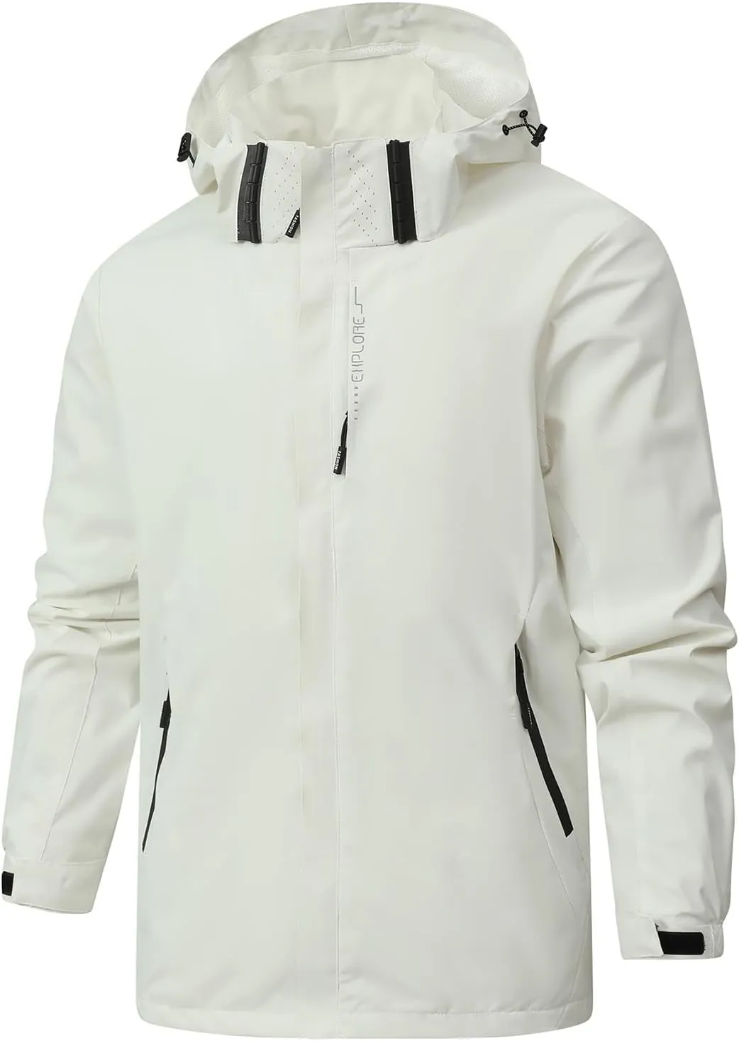 Men's Comfy Lightweight Waterproof Hooded Rain Jacket Outdoor Raincoat Shell Jacket for Hiking Travel Windbreakers
