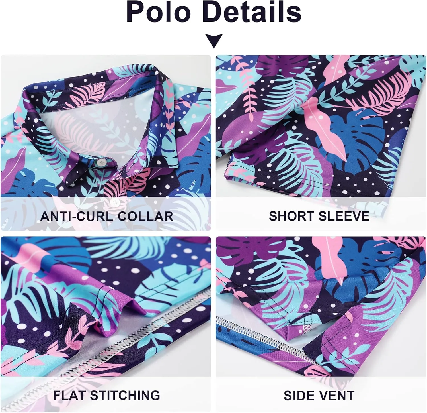Men's Golf Shirts-Moisture Wicking Dry Fit Performance Recycled Polo Short Sleeve for Bussiness Casual Tennis