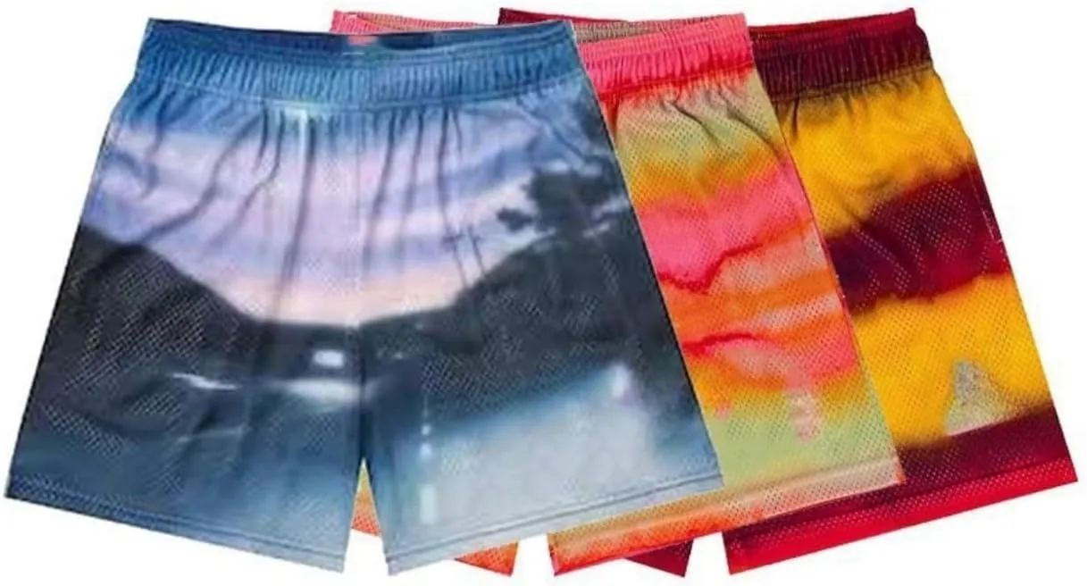 Mens Mesh Running Gym Shorts Quick-Dry with Graphic Print Lightweight Athletic Casual Shorts Pockets
