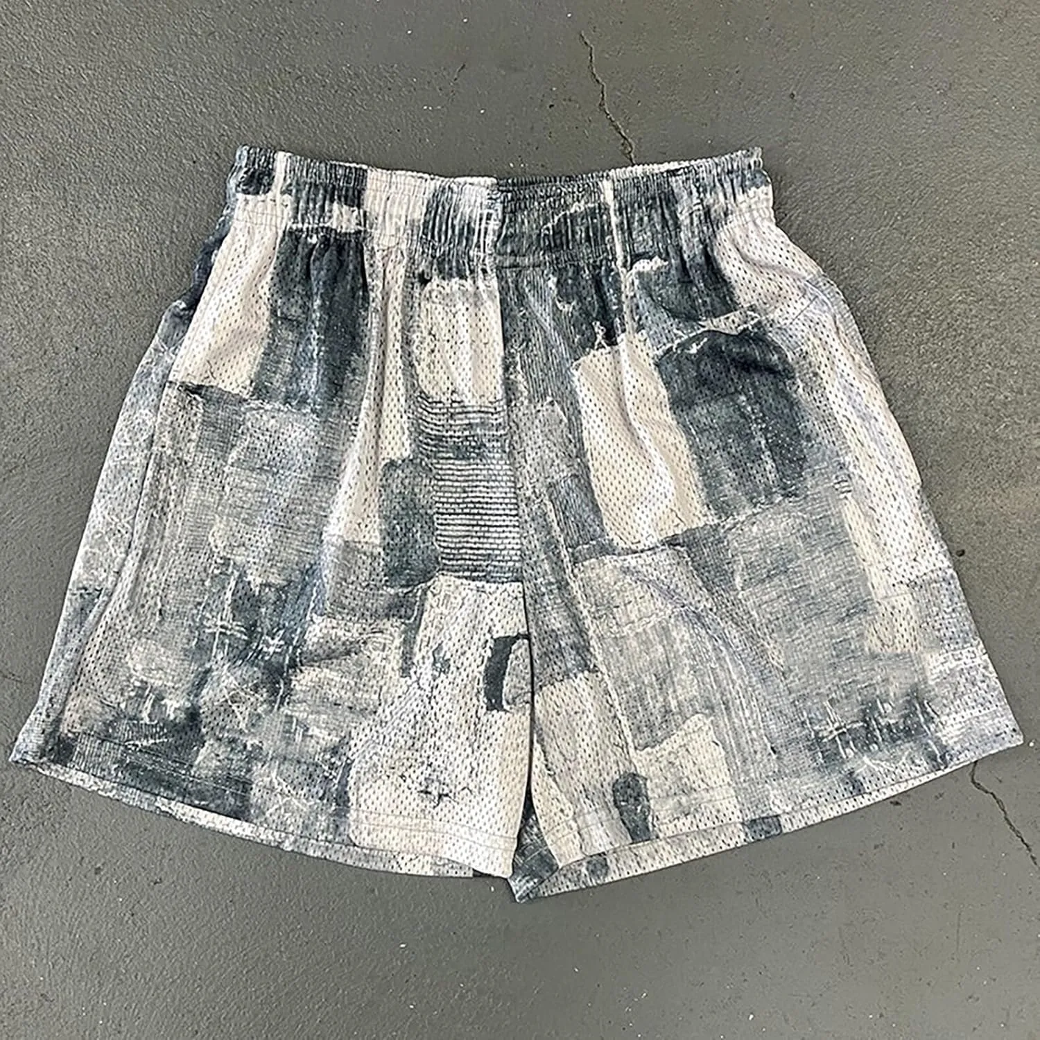 Mens Mesh Running Gym Shorts Quick-Dry with Graphic Print Lightweight Athletic Casual Shorts Pockets