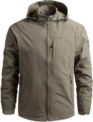 Mens Rain Jackets Zip Up Hooded Waterproof Windbreakers Loose Lightweight Coats Casual Fashion Clothes with Pocket