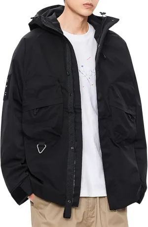 Mens Raincoat Water-Resistant Windbreakers Mountain Sports Jacket Men Winter Outdoor Travel Hooded Jacket Zip Up