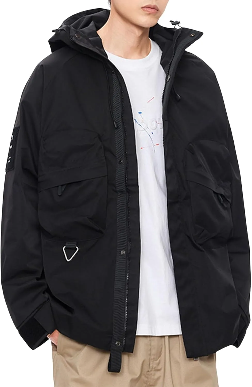 Mens Raincoat Water-Resistant Windbreakers Mountain Sports Jacket Men Winter Outdoor Travel Hooded Jacket Zip Up