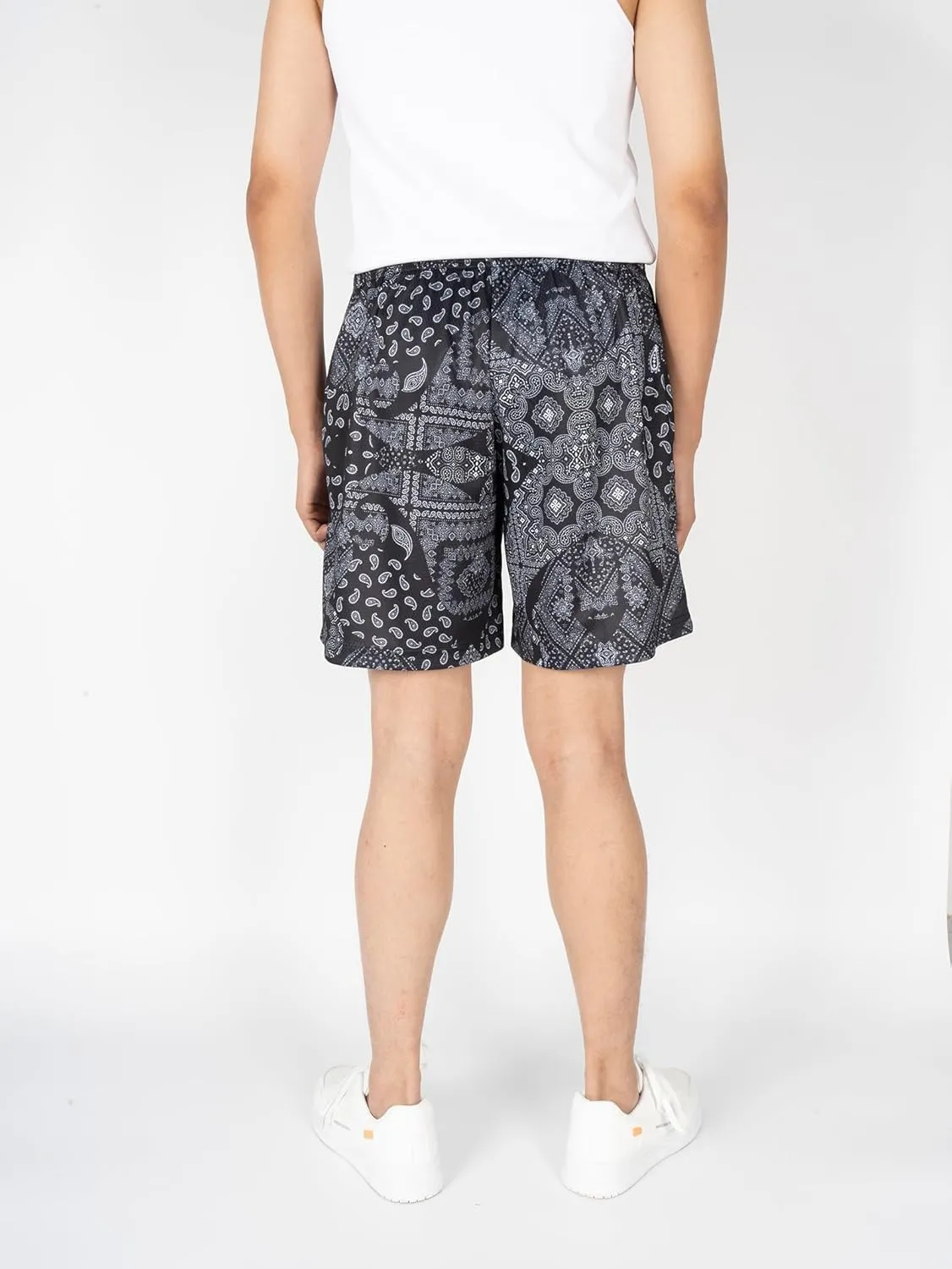 Mens Running Quick-Dry Gym Shorts with Paisley Design Lightweight Athletic Casual Shorts,Pockets for Outdoor