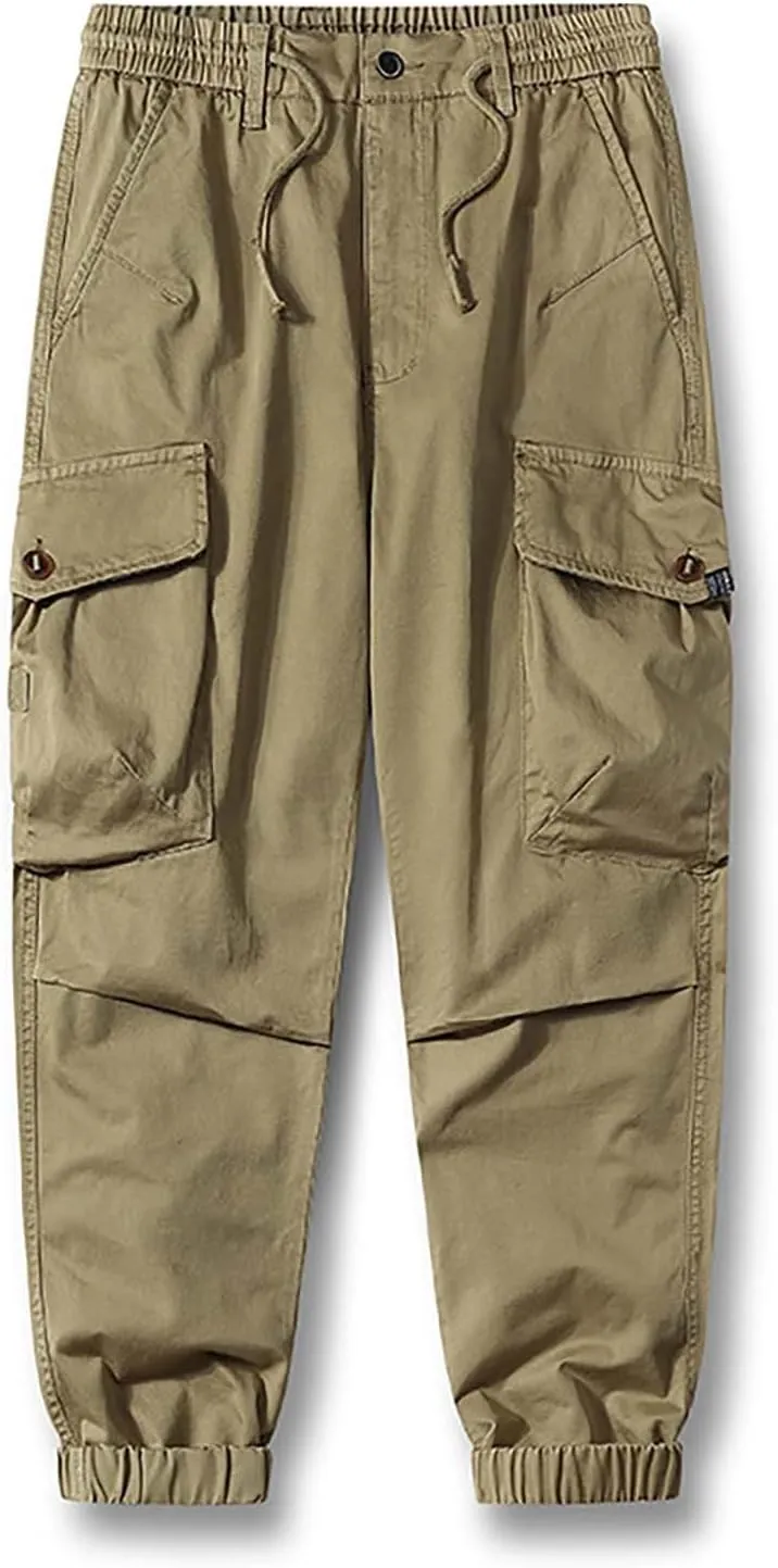 Mens Sweatpants Cargo Men's Casual Waisted Workwear Multi Pocket Solid Color Pants Pantalones De Hombre para Trabajo