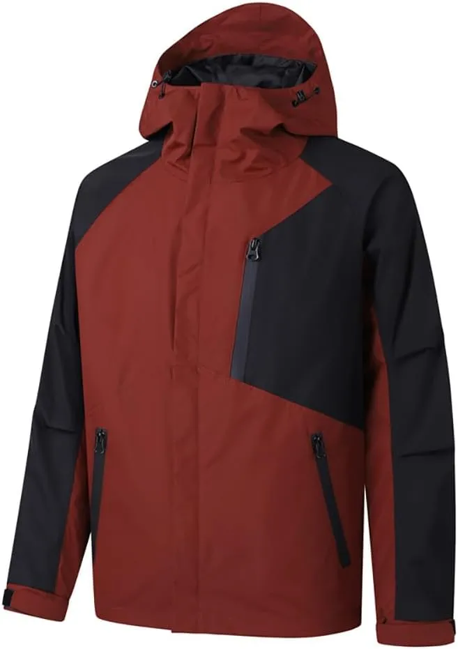 Mens Waterproof Windbreaker Rain Coat Warm Light Casual Jacket Full Zip Up with Zipper Pockets for Fishing Camping Climping