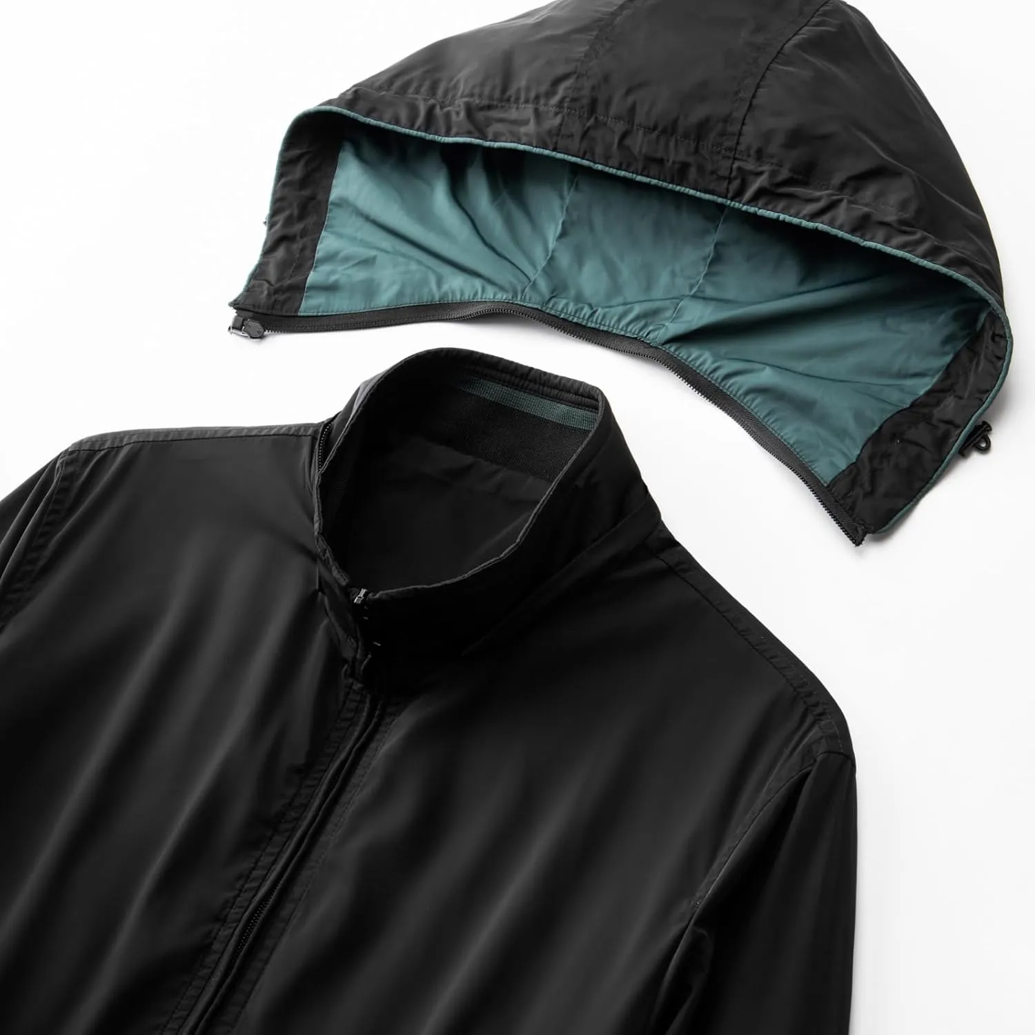 Mens Windproof Jacket Zip Up Hooded Waterproof Windbreakers Loose Lightweight Coats Raincoat Activewear for Hiking