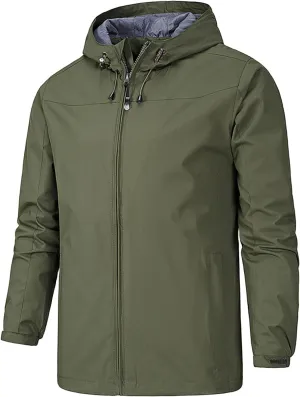 Mens Windproof Rain Jackets Waterproof Sweatshirts Lapel Windbreakers Long Sleeves Casual Windcheaters Outdoor Tops
