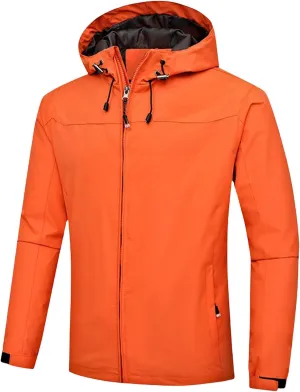 Mens Windproof Rain Jackets Waterproof Sweatshirts Lapel Windbreakers Long Sleeves Casual Windcheaters Outdoor Tops