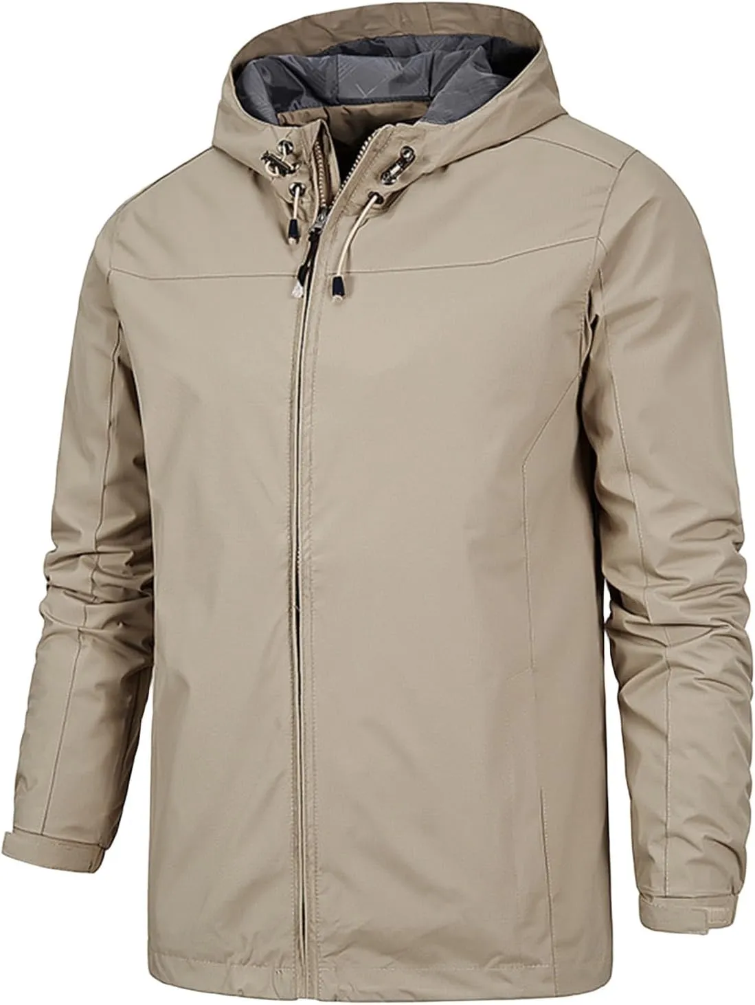 Mens Windproof Rain Jackets Waterproof Sweatshirts Lapel Windbreakers Long Sleeves Casual Windcheaters Outdoor Tops