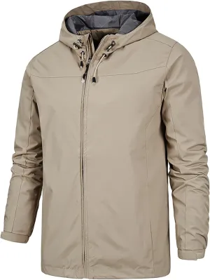 Mens Windproof Rain Jackets Waterproof Sweatshirts Lapel Windbreakers Long Sleeves Casual Windcheaters Outdoor Tops