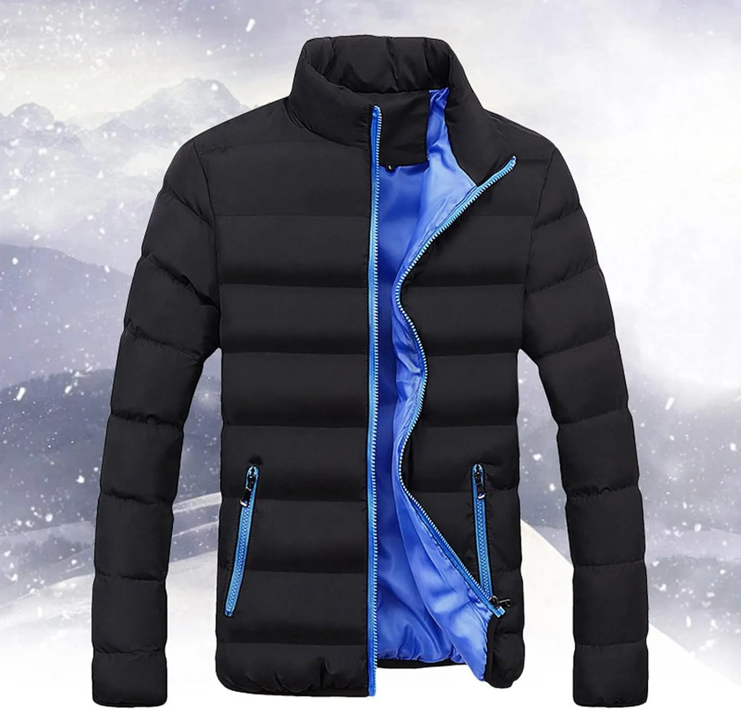Men's Winter Coat Hooded Warm Quilted Puffer Jacket Water-resistant Cold Weather Ski Parka Jackets Full Zip Down Jacket