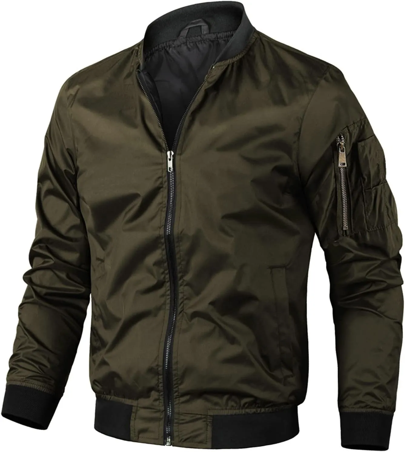 Men's Winter Quilted Bomber Jackets for Men Windproof Windbreakers Stand Collar Fall Jackets Casual Sports Coats