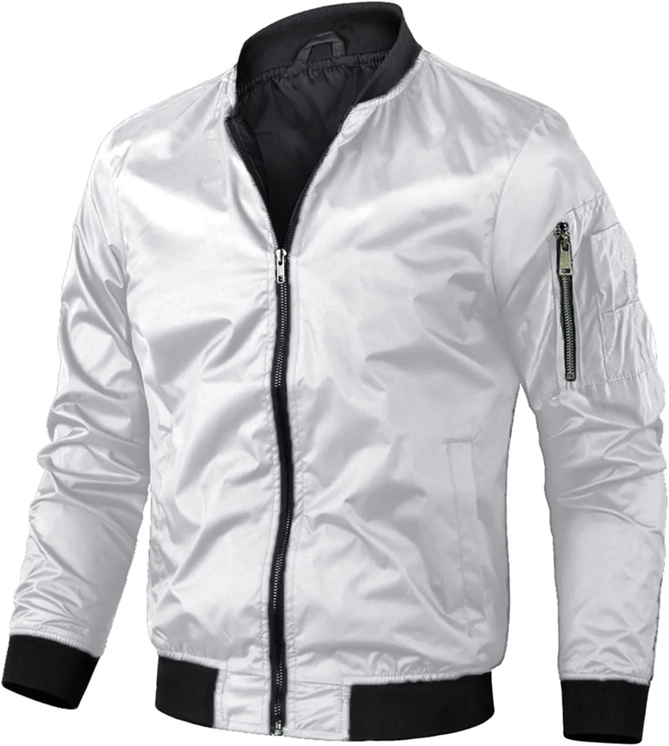 Men's Winter Quilted Bomber Jackets for Men Windproof Windbreakers Stand Collar Fall Jackets Casual Sports Coats
