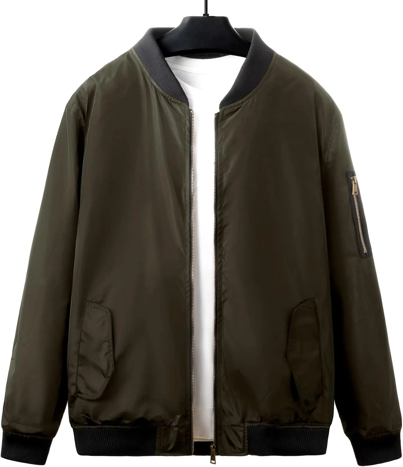 Men's Winter Quilted Bomber Jackets for Men Windproof Windbreakers Stand Collar Fall Jackets Casual Sports Coats