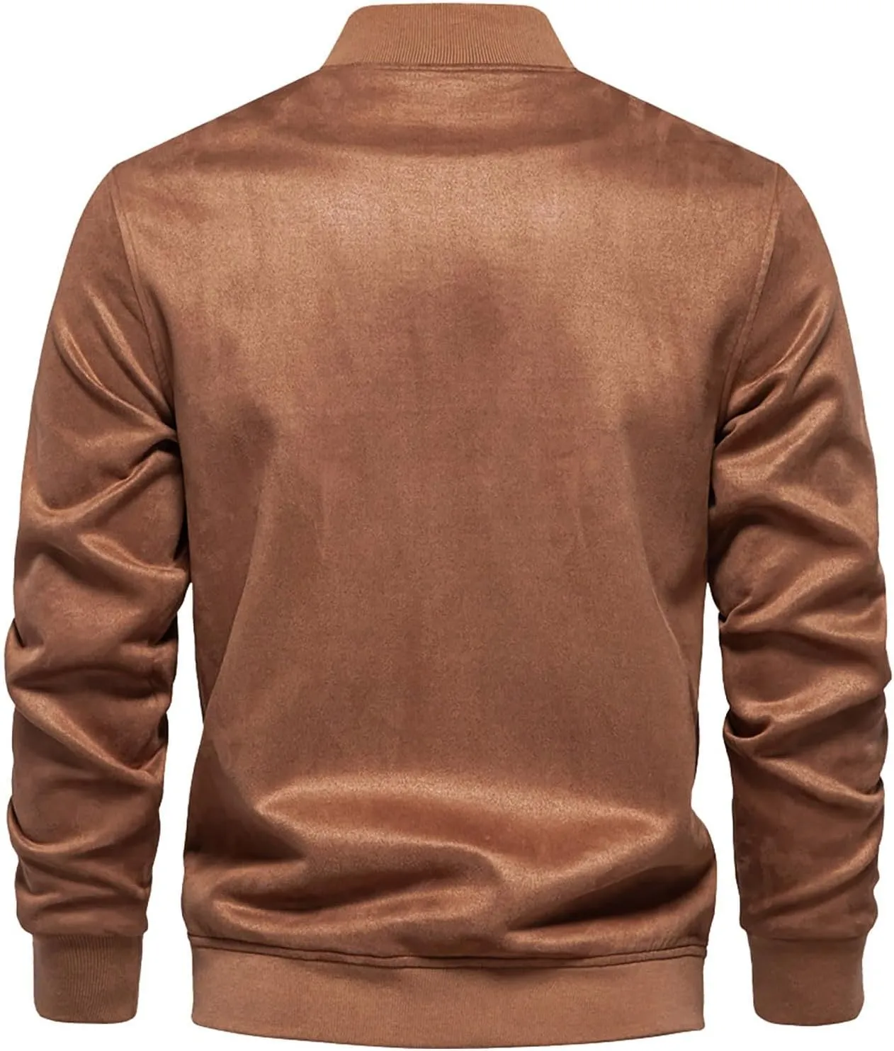 MIDOO Mens Full Zipper Fleece Jacket without Hood Collar Baseball Jacket With Button Pockets Long Sleeved Casual