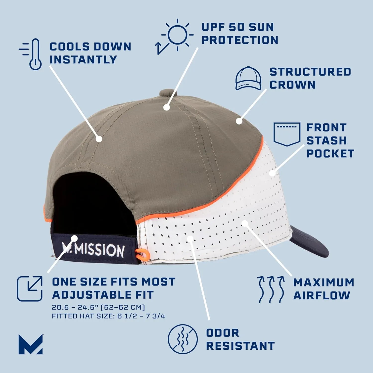 Mission Cooling Summit Hat - Unisex Baseball Cap - Lightweight & Adjustable - Cools Up to 2 Hours - UPF 50 Sun Protection