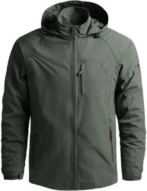 Mmoneyake Tactical Rain Jacket Men Hooded Windbreaker Lightweight Water-Resistant Windbreakers Hiking Raincoat Zip Up Coats
