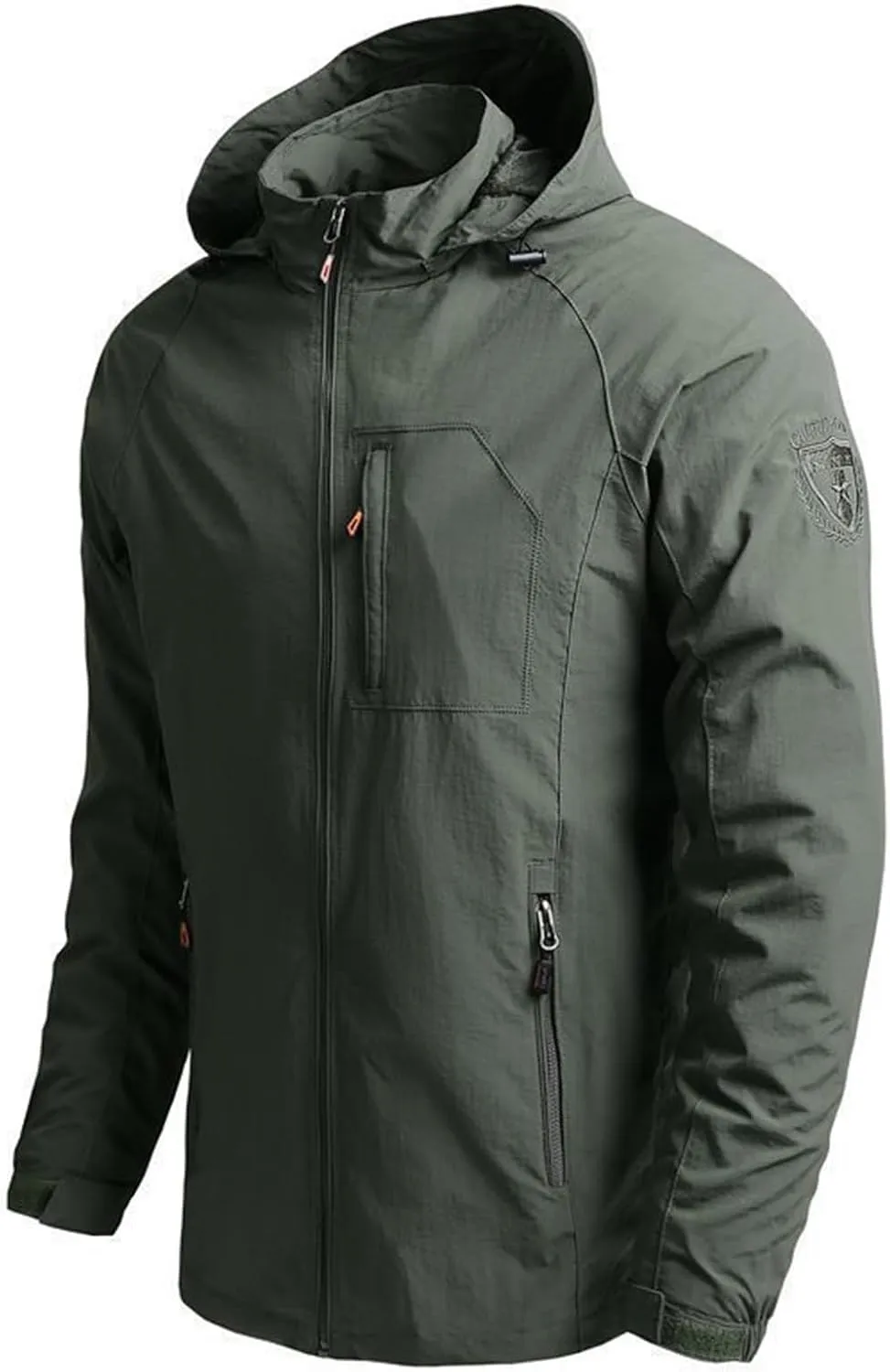 Mmoneyake Tactical Rain Jacket Men Hooded Windbreaker Lightweight Water-Resistant Windbreakers Hiking Raincoat Zip Up Coats