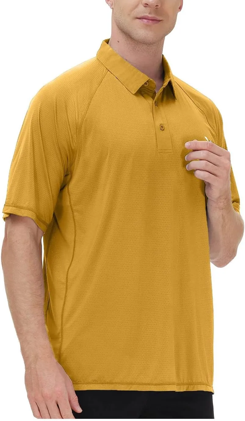 MOHEEN Men's Moisture Wicking Short Sleeve Polo Shirts UPF 50  Lightweight Performance Golf Shirts M-6XL