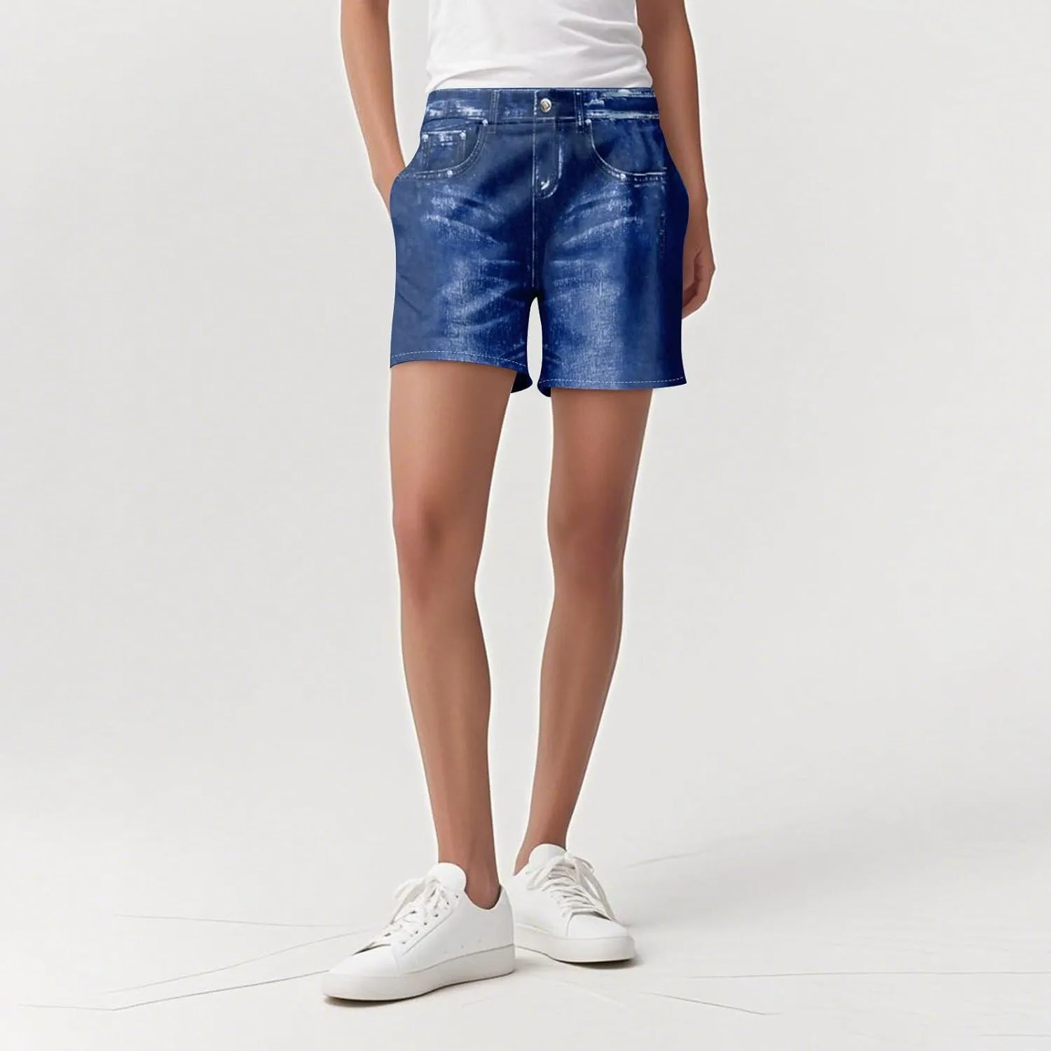NBXNZWF Jean Shorts for Women High Waisted 2025 Summer Casual Denim Shorts Straight Leg Ripped Stretchy Jorts with Pockets