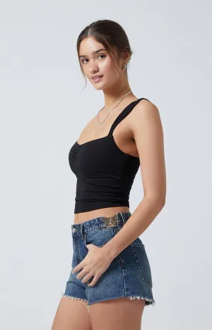 PacSun Women's Dark Indigo Butterfly High Waisted Denim Festival Shorts