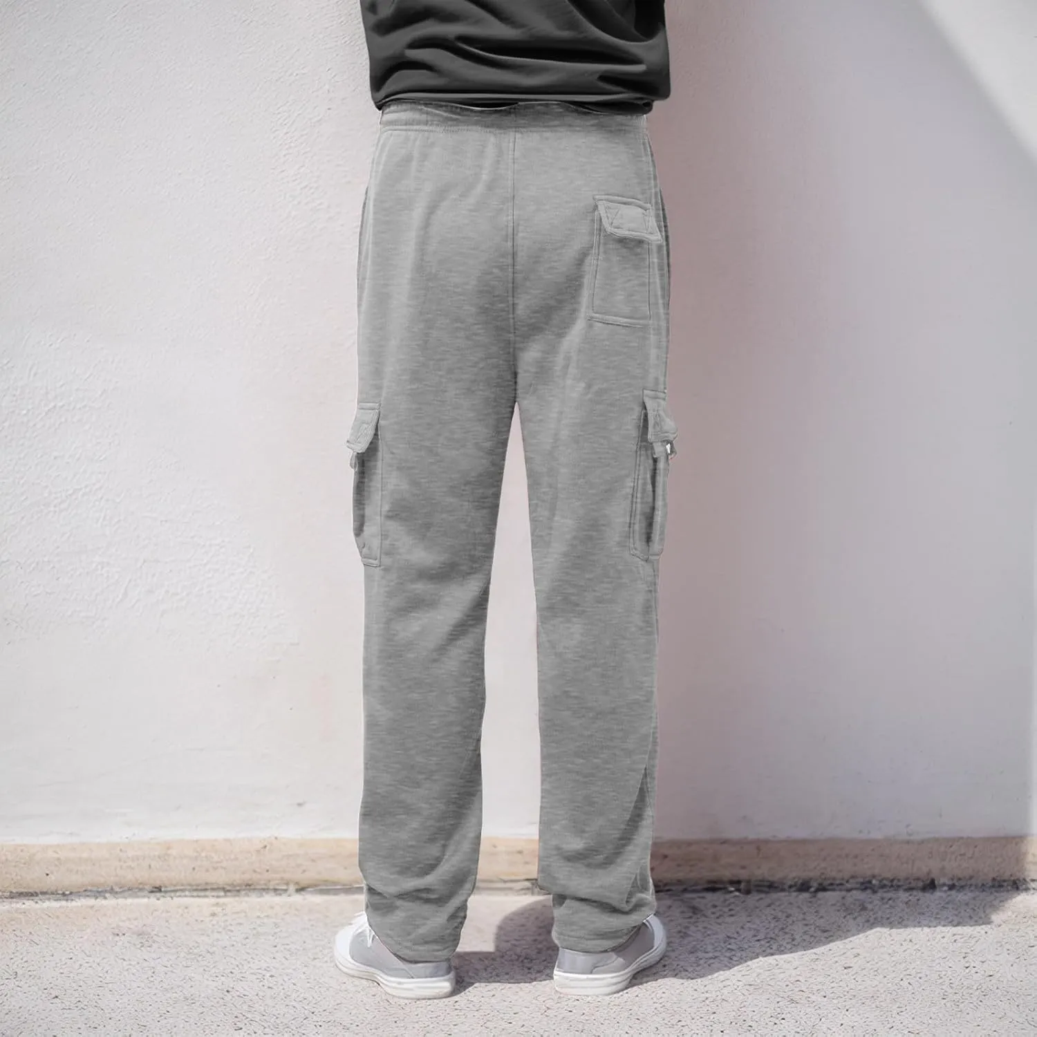 Pants Cargo for Man Mens Athleisure and Fleece Bunched Feet Multi Pocket Cargo Pants Pantalones Cargo Hombre