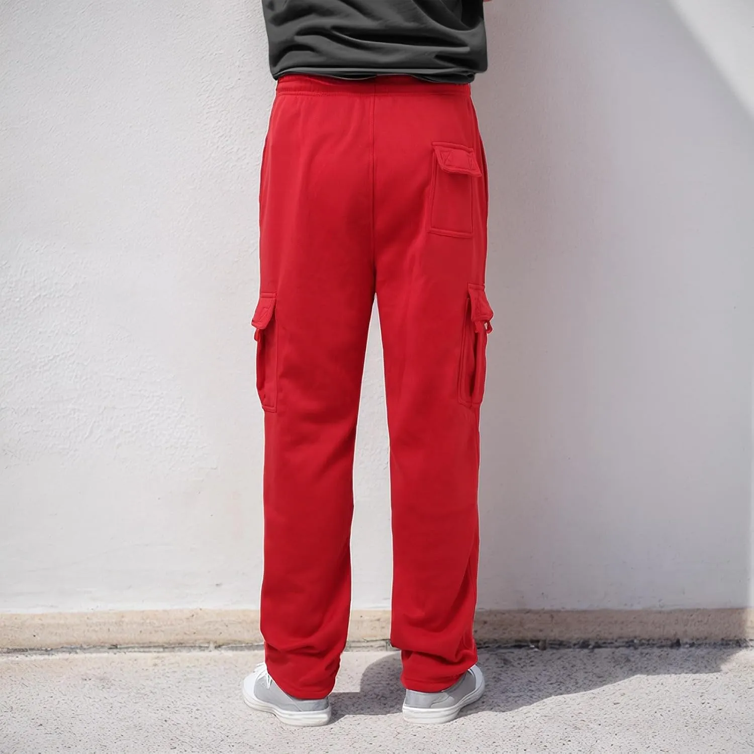 Pants Cargo for Man Mens Athleisure and Fleece Bunched Feet Multi Pocket Cargo Pants Pantalones Cargo Hombre