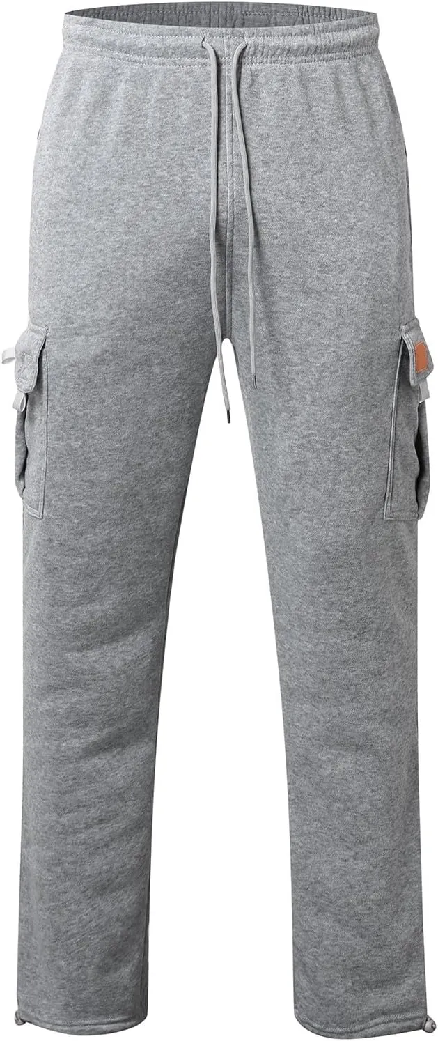Pants Cargo for Man Mens Athleisure and Fleece Bunched Feet Multi Pocket Cargo Pants Pantalones Cargo Hombre